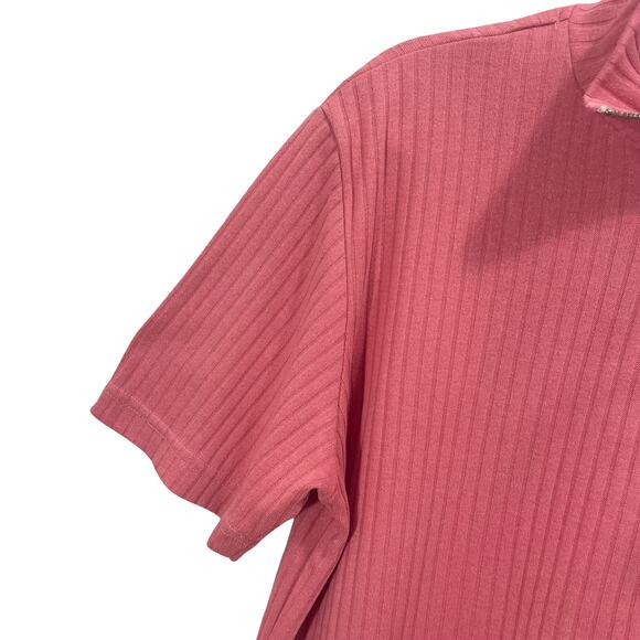 Vintage 80s Blair Pink Quarter Zip Knit Sweater Top Collared Preppy Medium - Picture 4 of 9